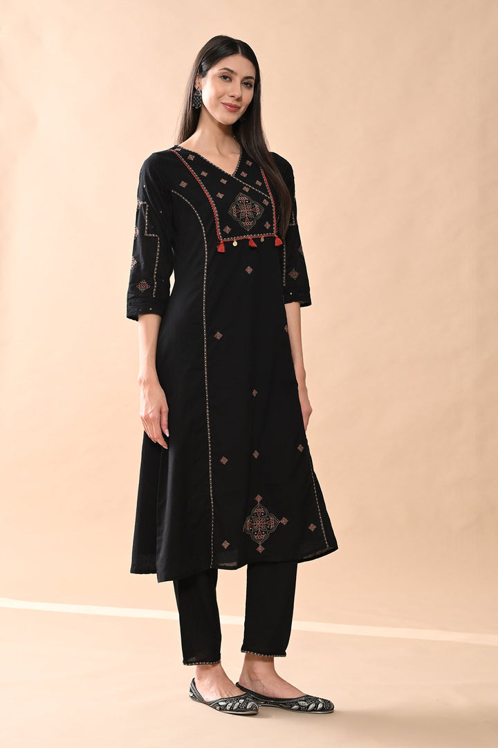 Black Embroidered Kurta Set