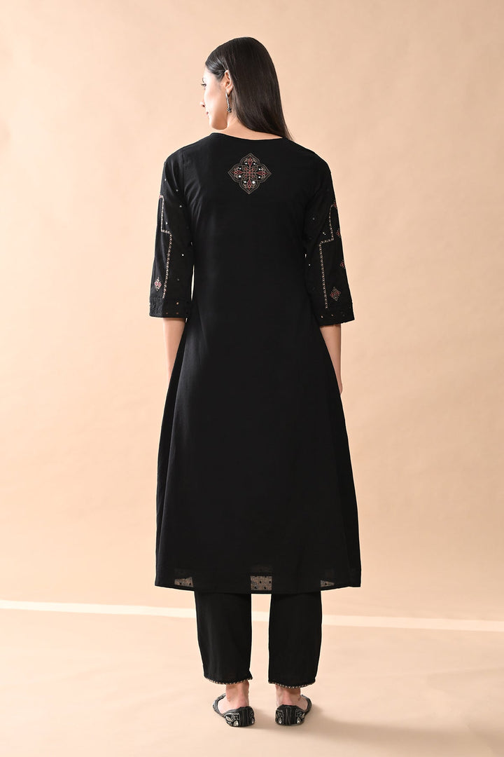 Black Embroidered Kurta Set