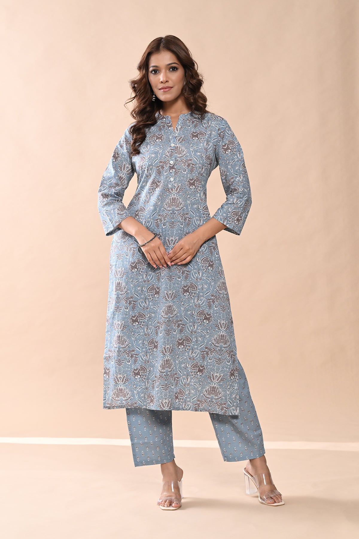 Blue Printed Kurta Set
