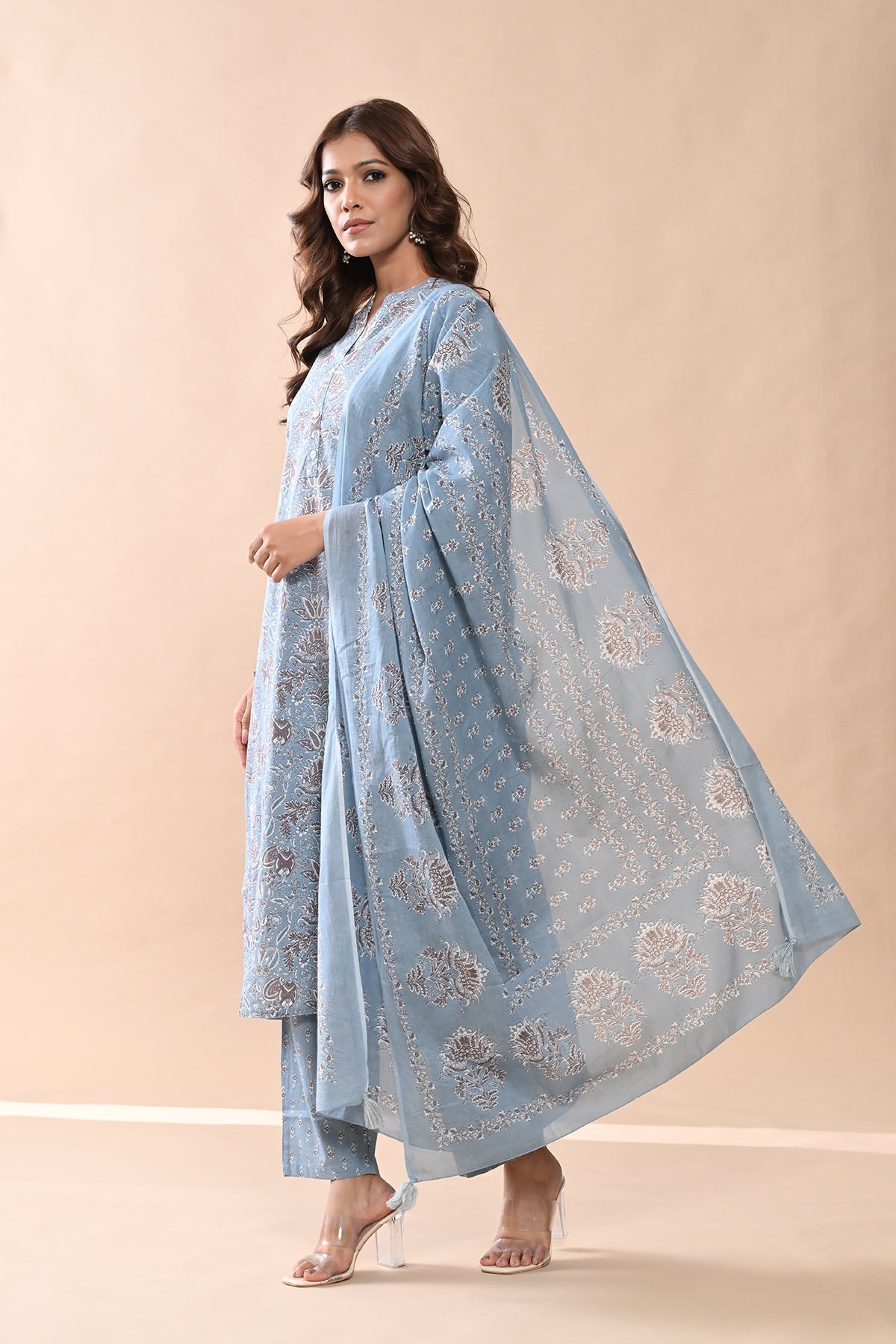 Blue Printed Kurta Set