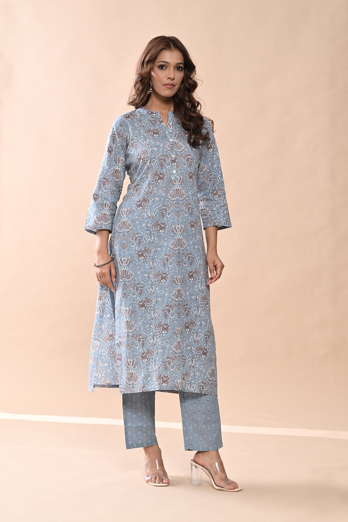 Blue Printed Kurta Set