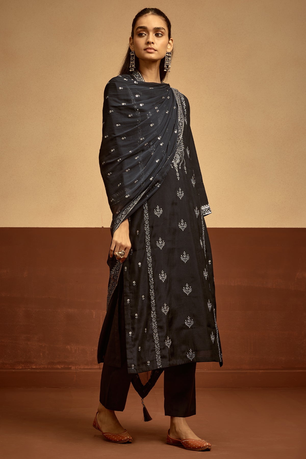 Black Embroidered Kurta Set