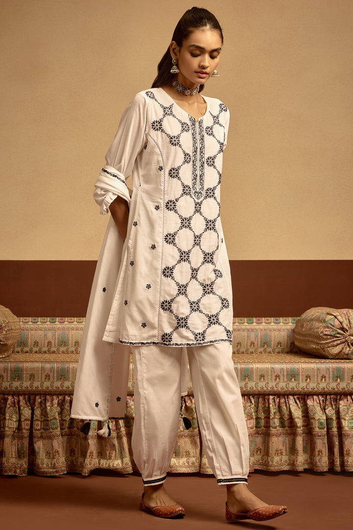 White Embroidered Kurta Set