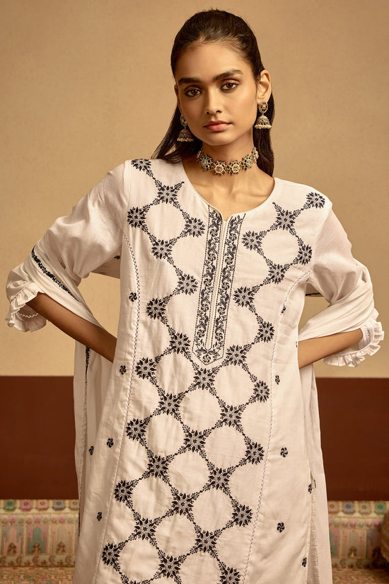 White Embroidered Kurta Set