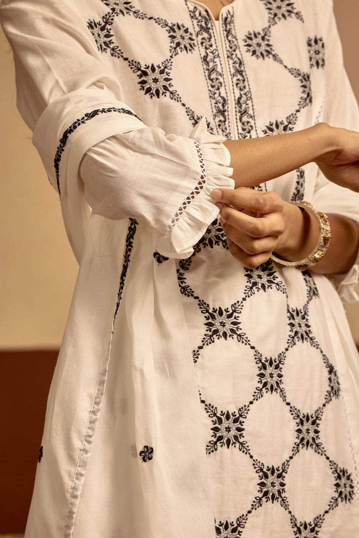 White Embroidered Kurta Set