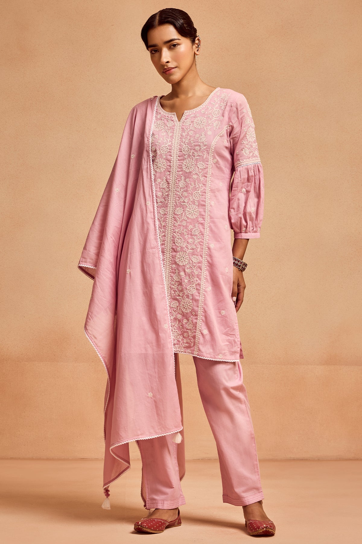 Pink Embroidered Kurta Set