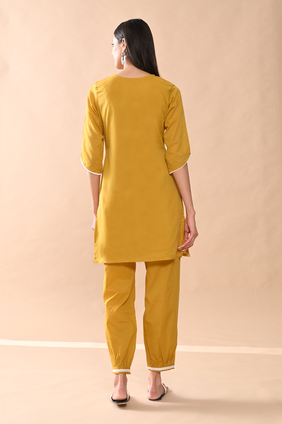 Mustard Embroidered Kurta Set