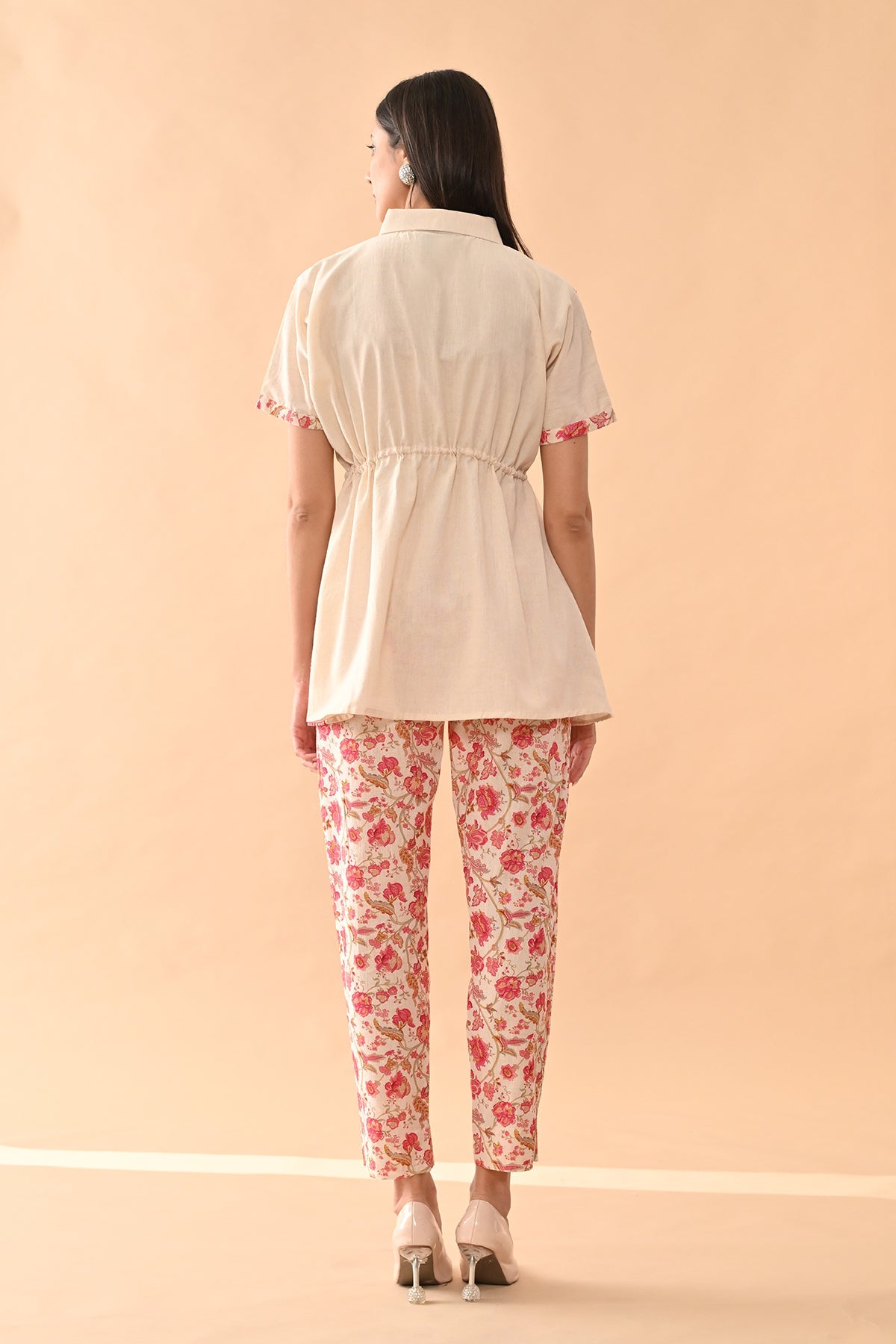 Cream Embroidered Kurta Set