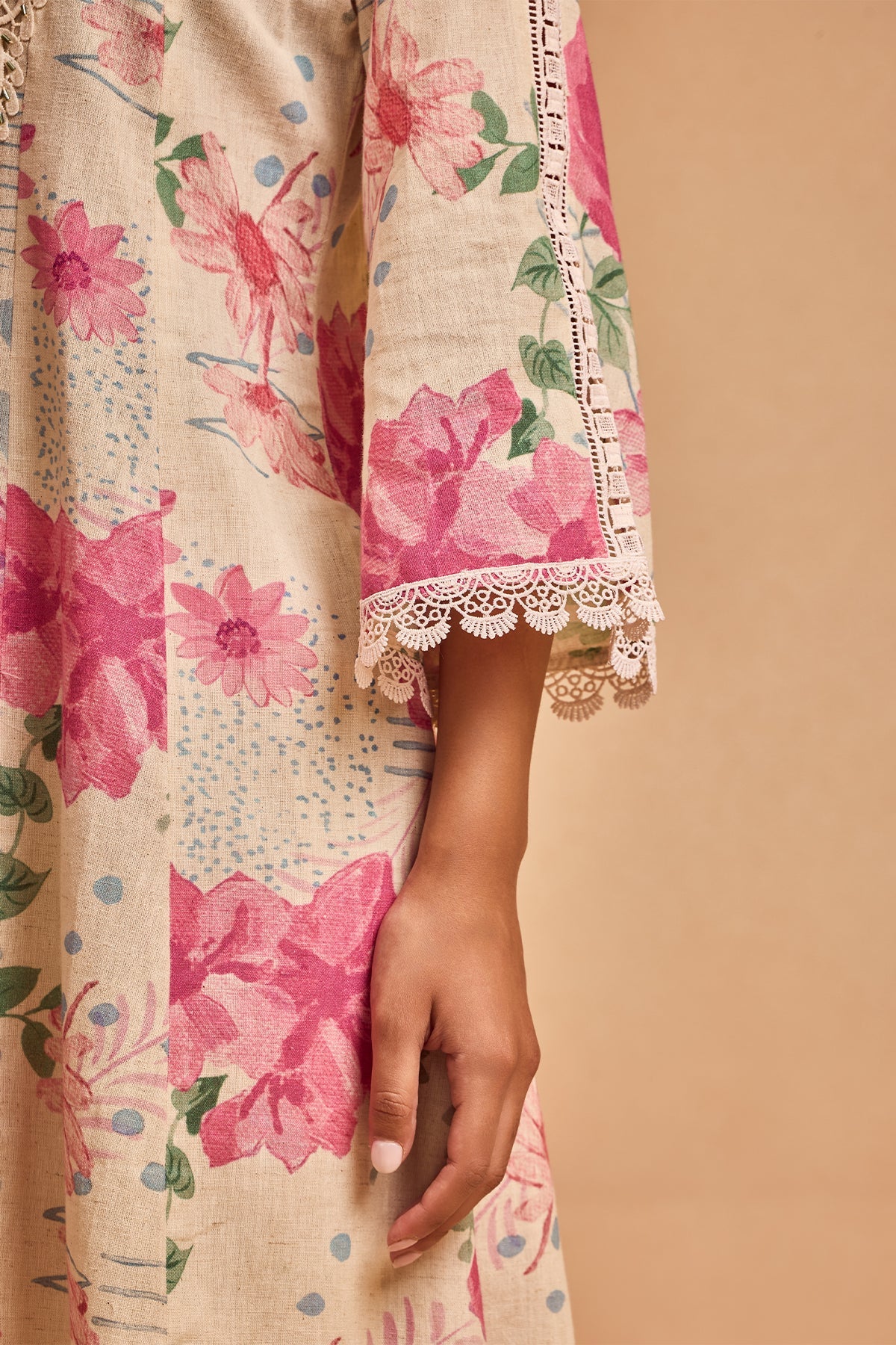 Cream Printed Kurta Set