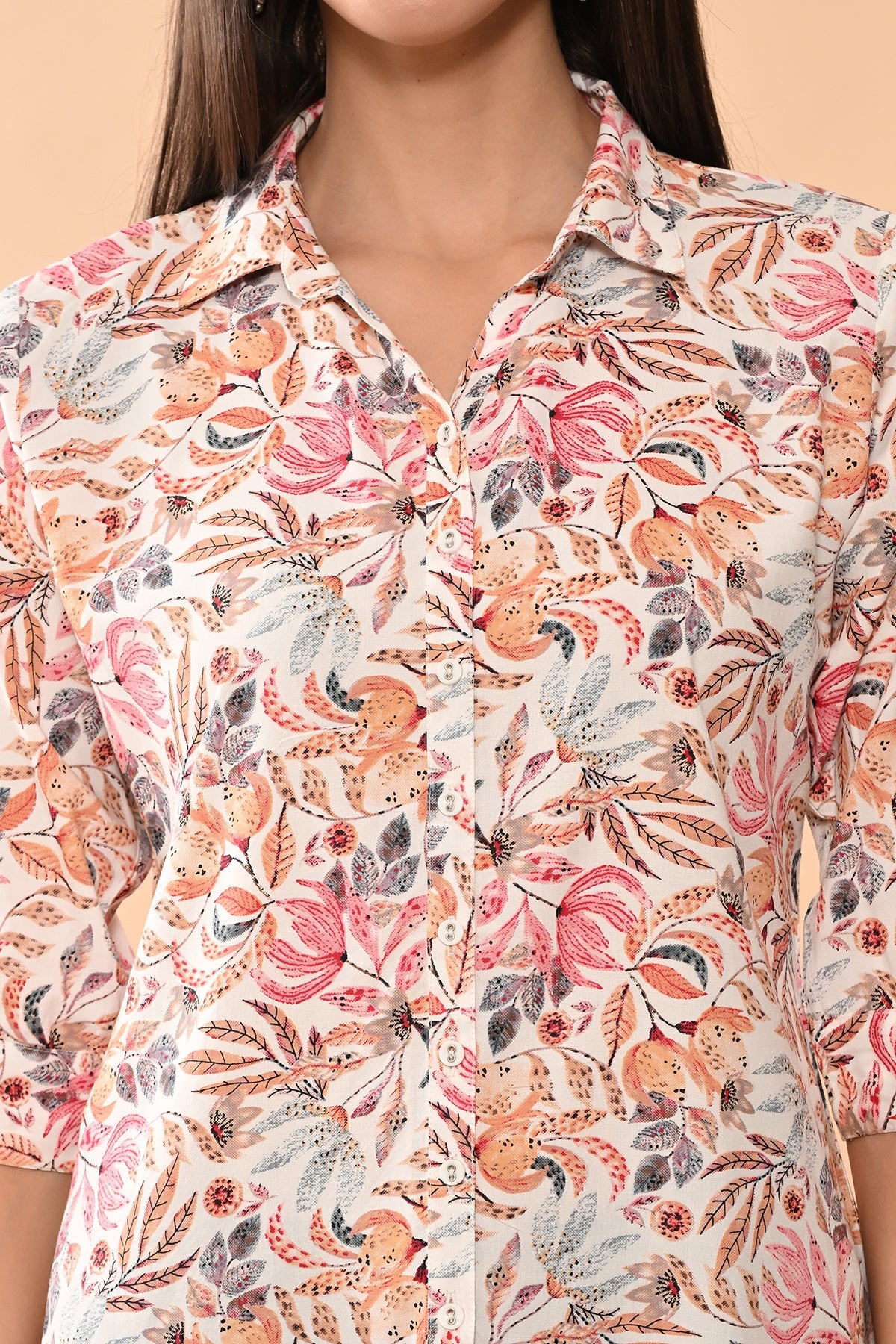 White Printed Straight Top
