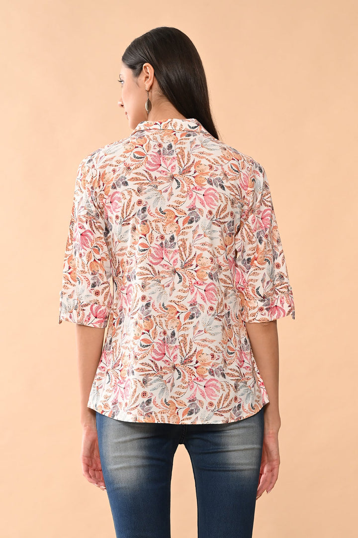 White Printed Straight Top