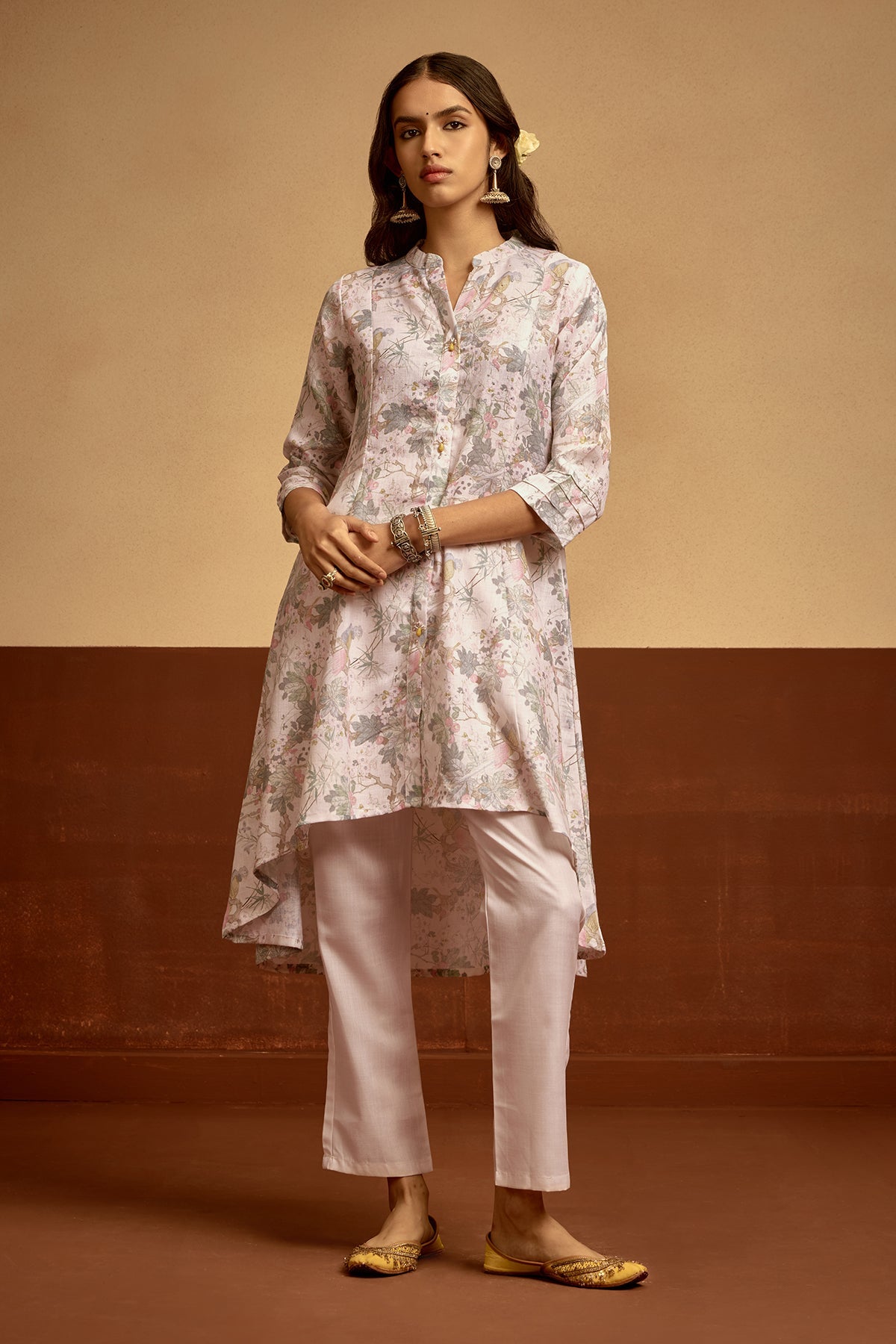 Cream Printed Kurta Set