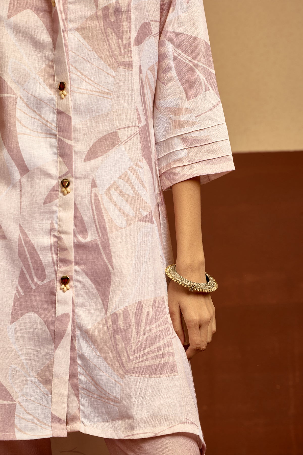 Cream Printed Kurta Set