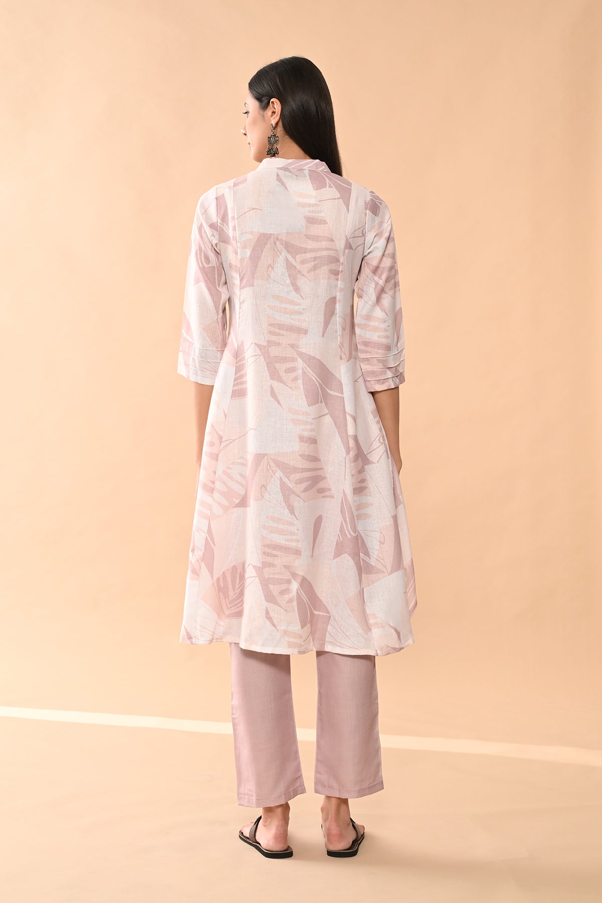 Cream Printed Kurta Set