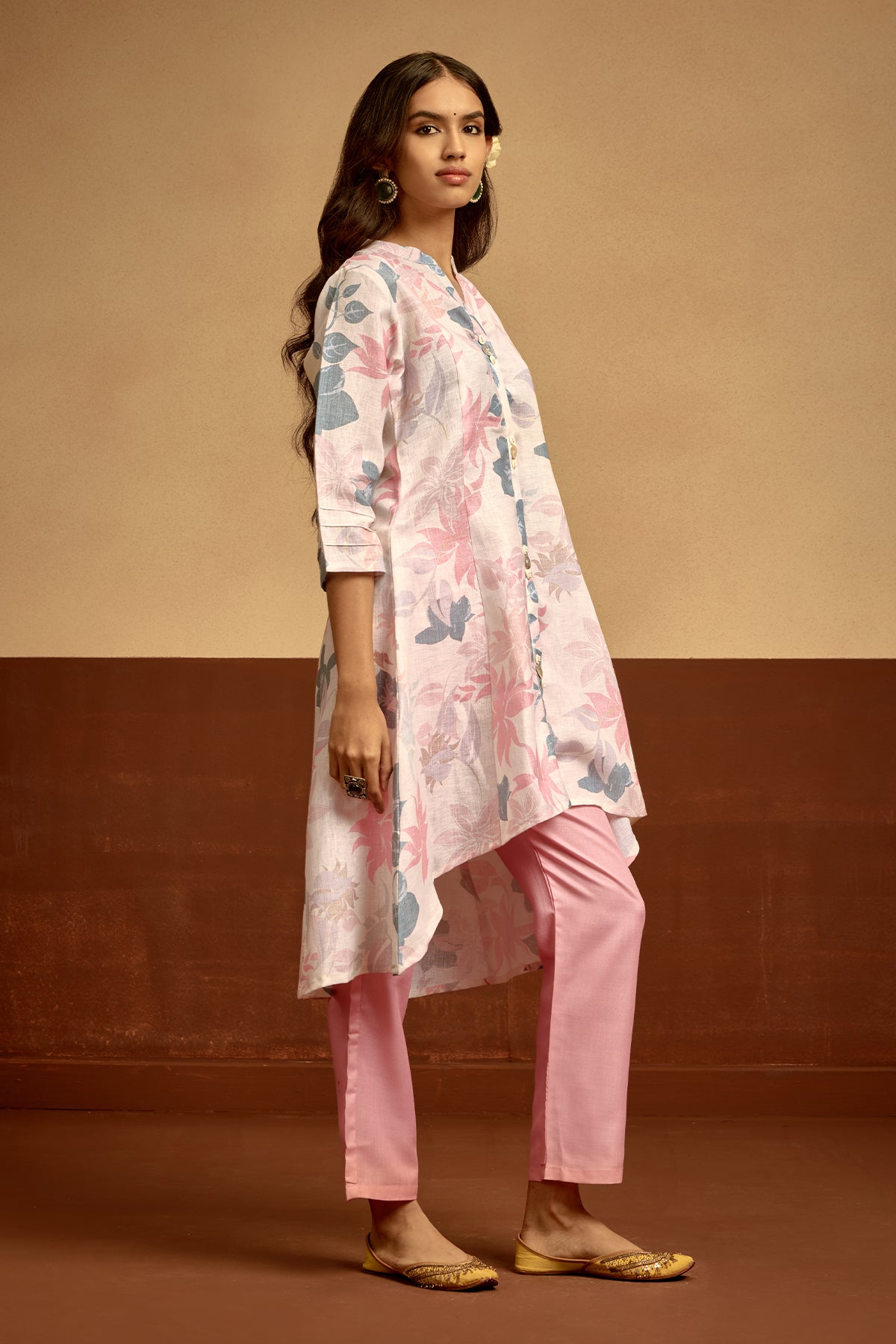 Cream Printed Kurta Set