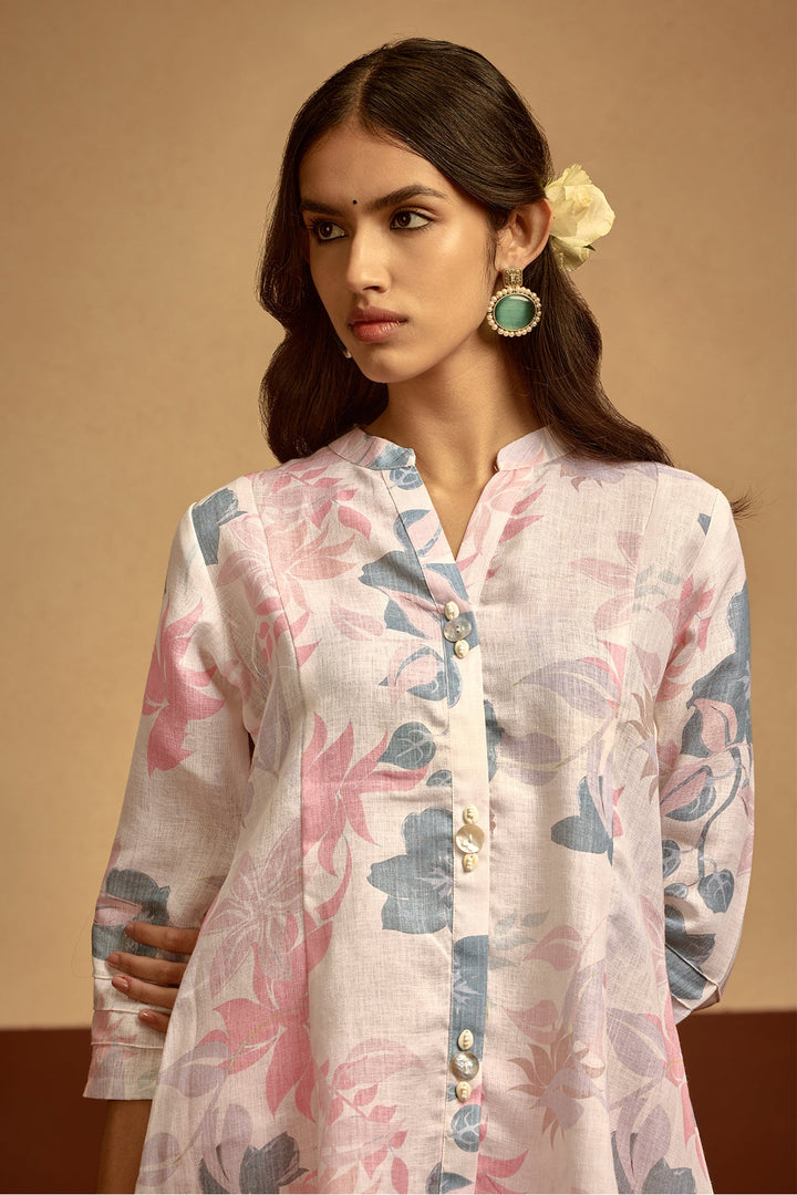 Cream Printed Kurta Set