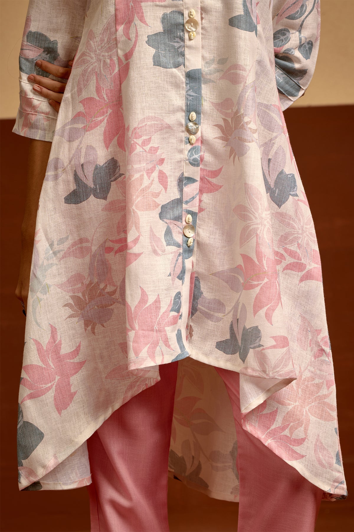 Cream Printed Kurta Set