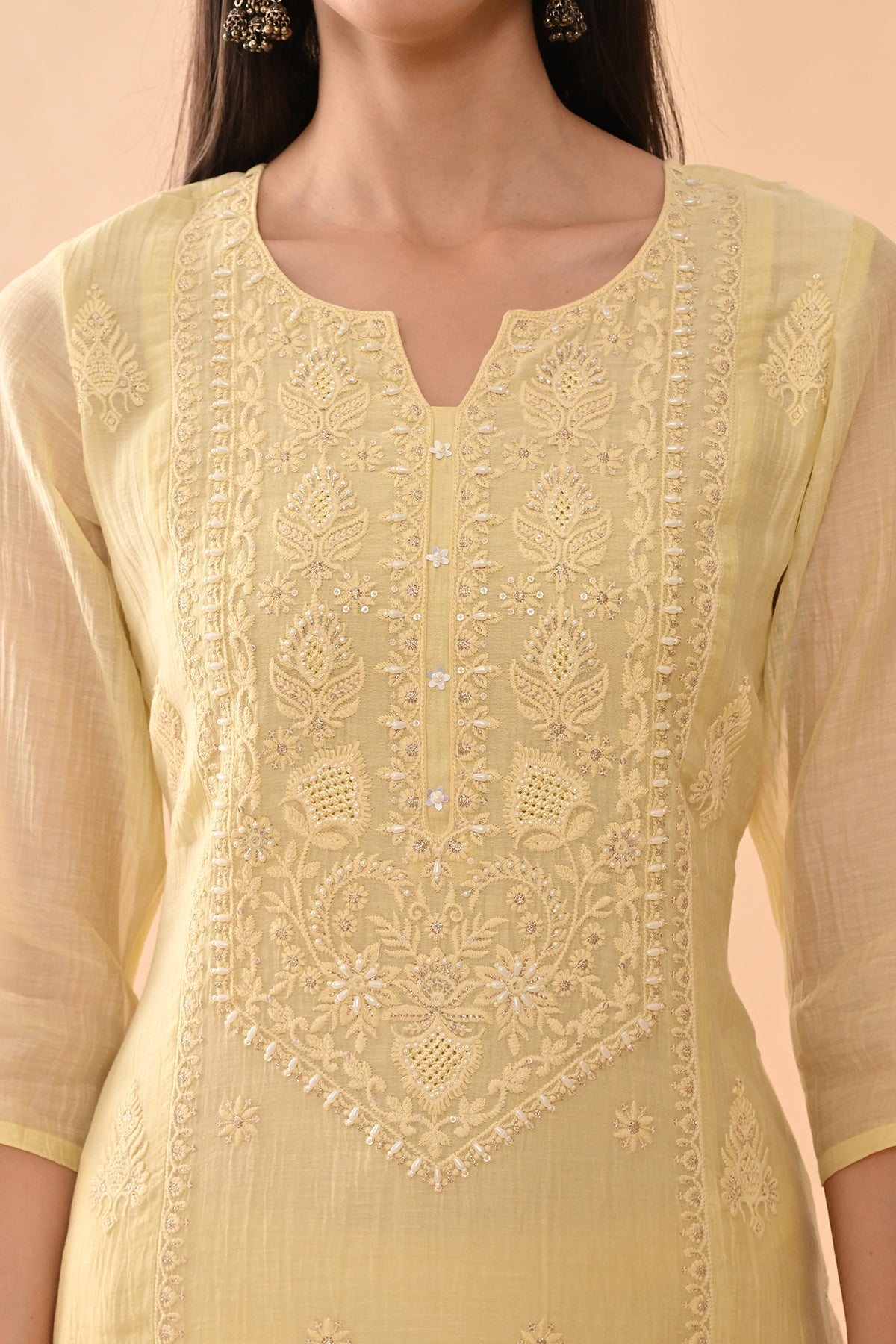 Yellow Embroidered Kurta Set (3 Piece)