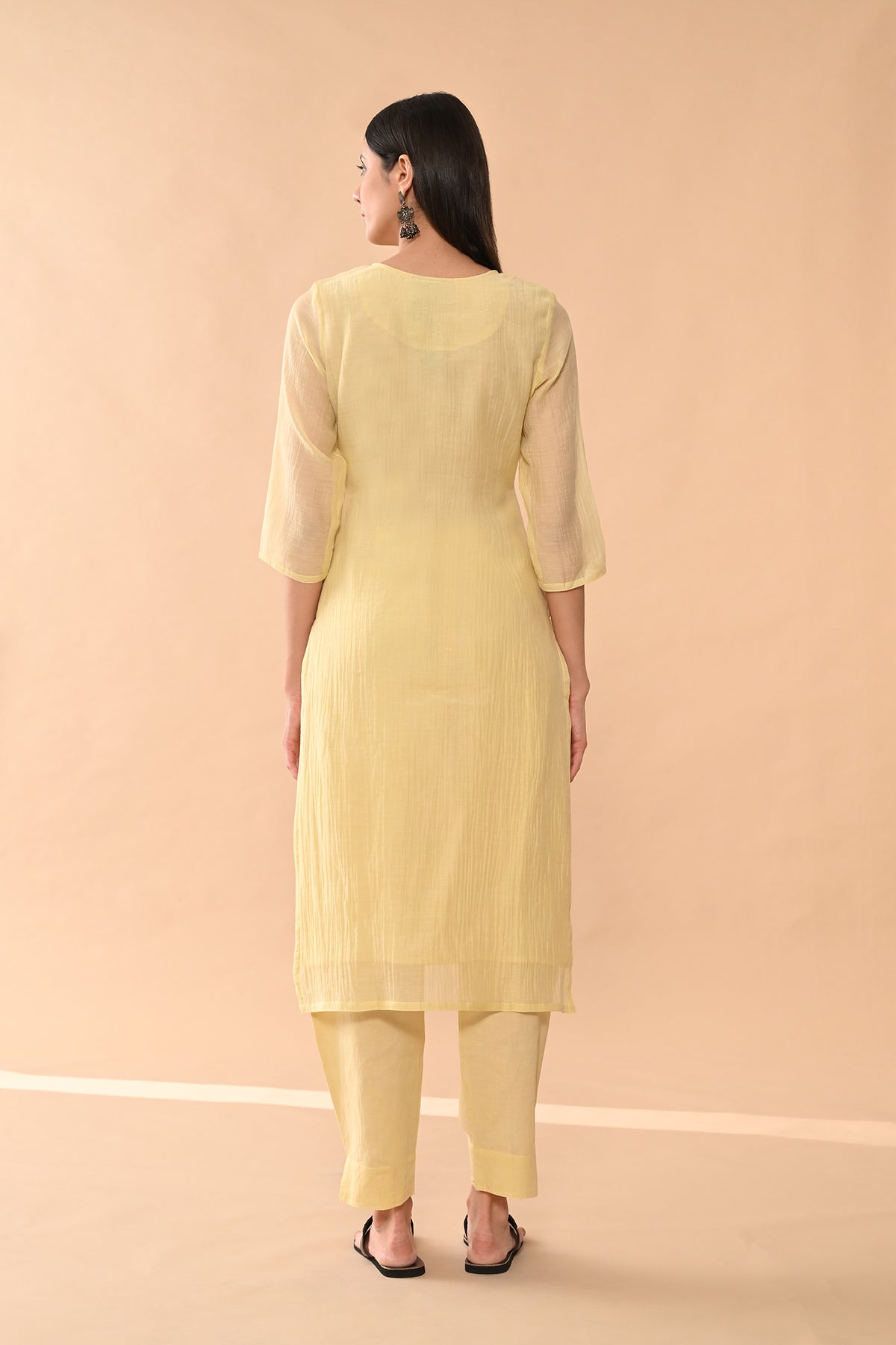 Yellow Embroidered Kurta Set (3 Piece)