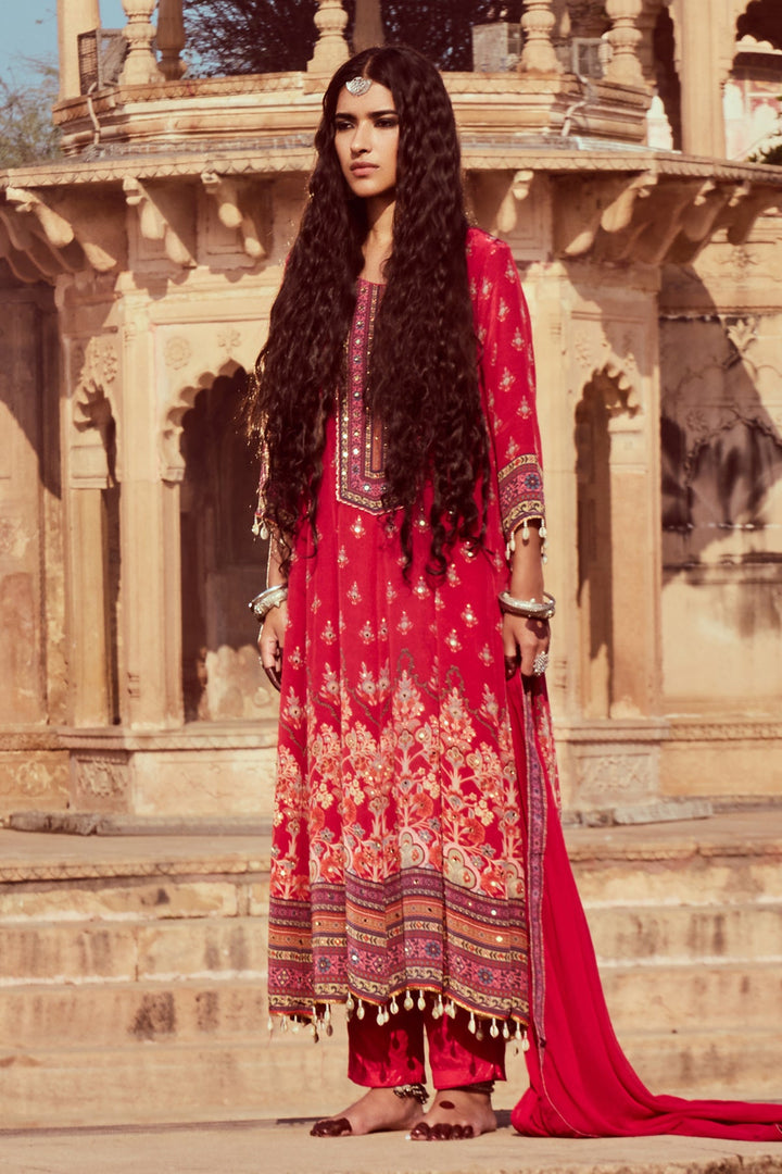 Pink Embellished Kurta Set