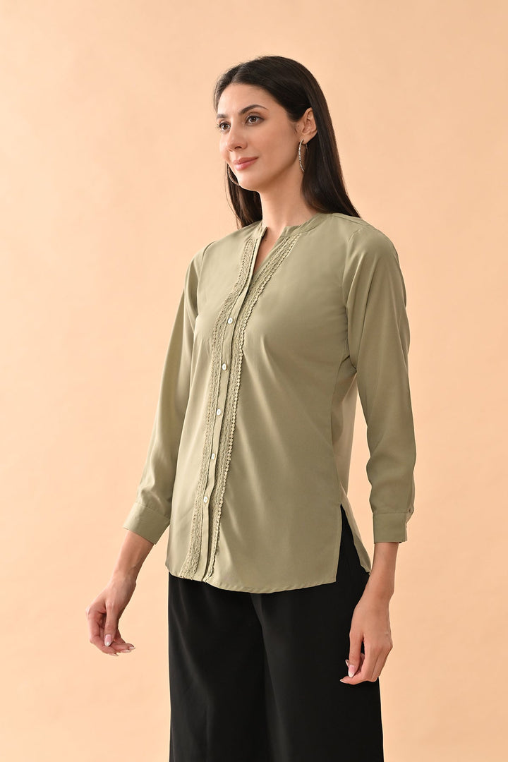 Green Solid Straight Top