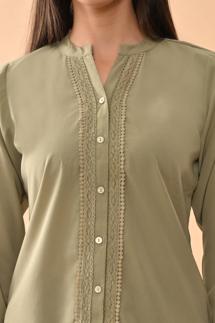 Green Solid Straight Top