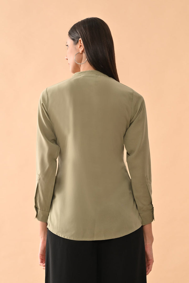 Green Solid Straight Top