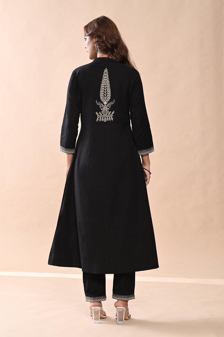 Black Embroidered Kurta Set