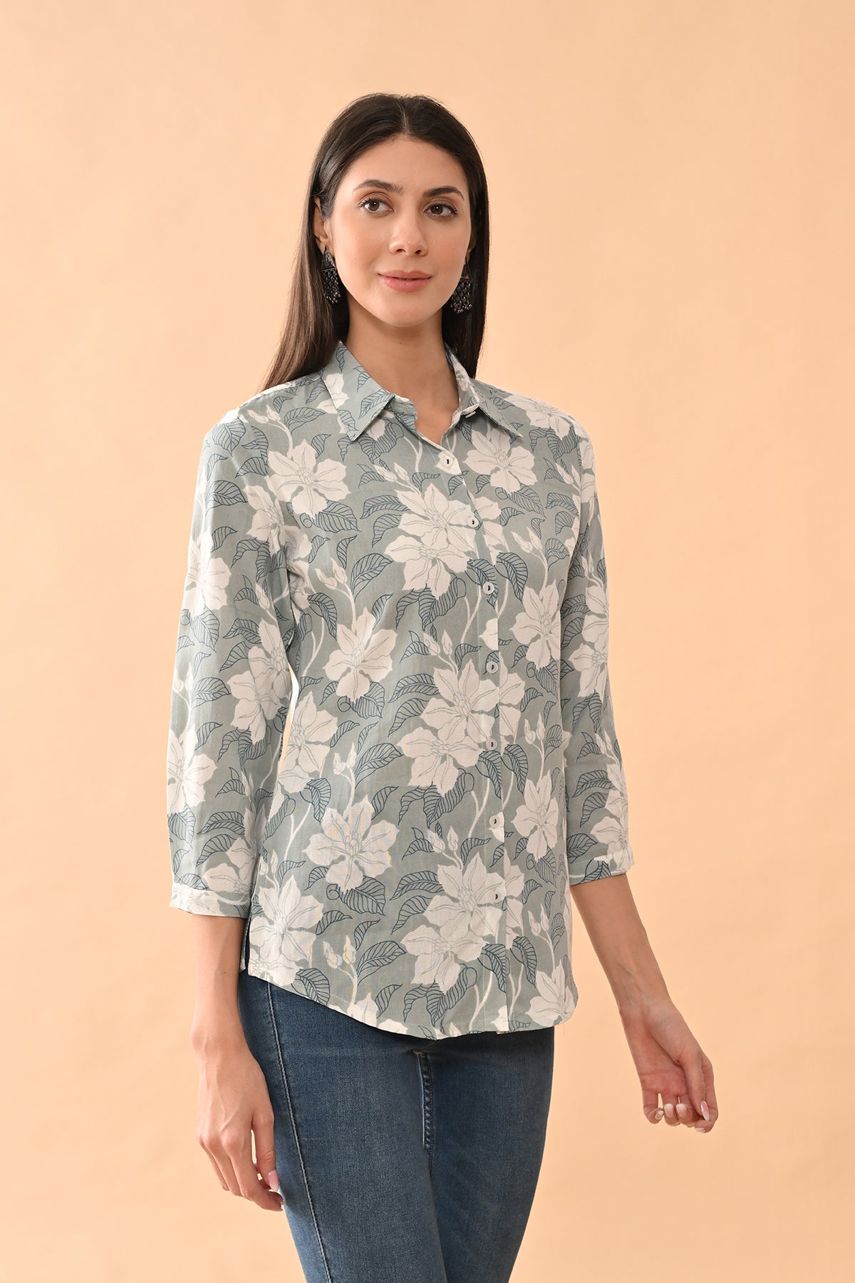 Green Printed Straight Top