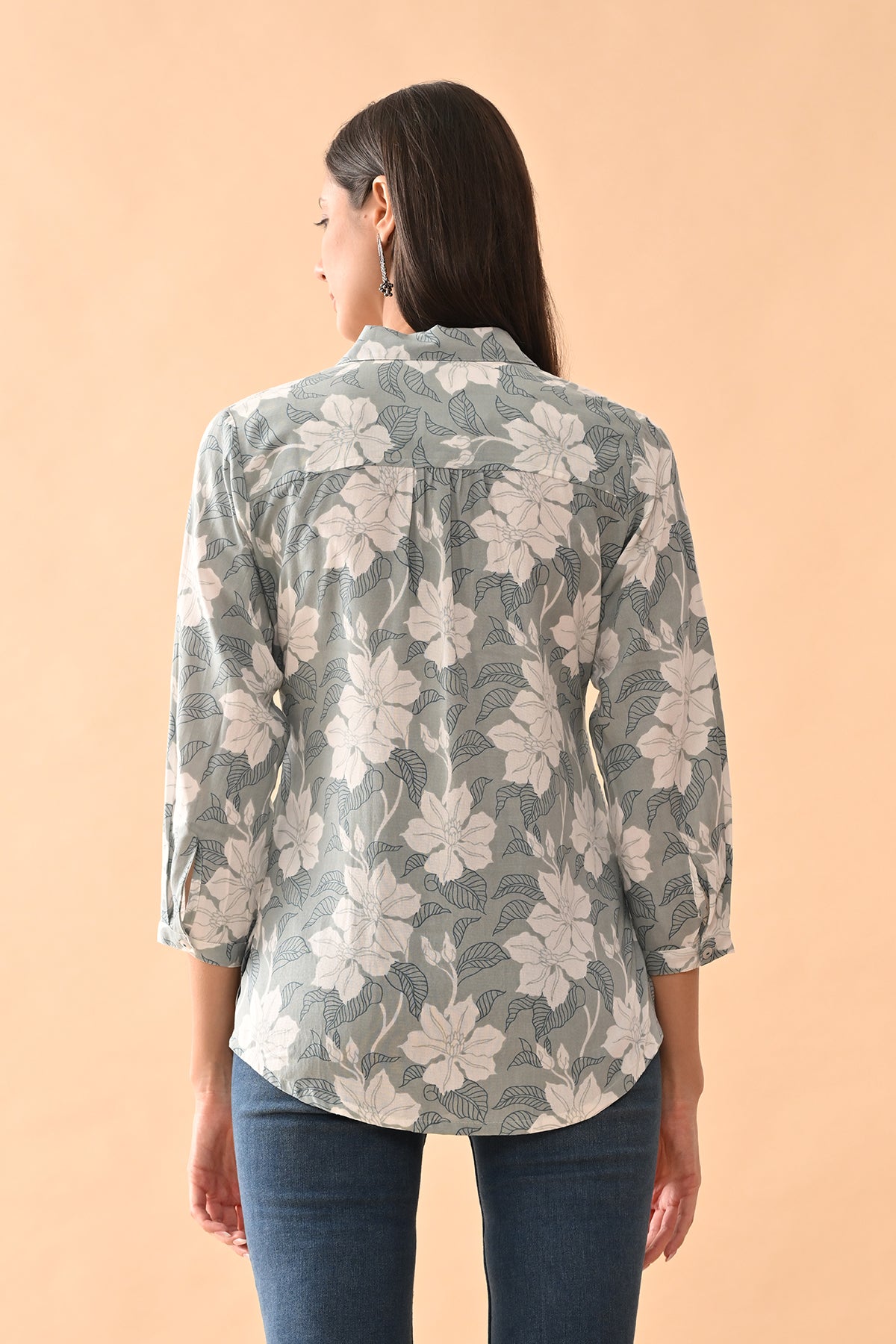 Green Printed Straight Top
