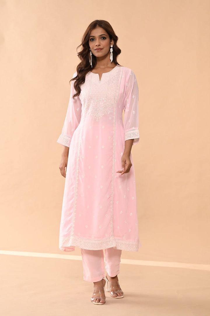 Pink Straight Kurta Set