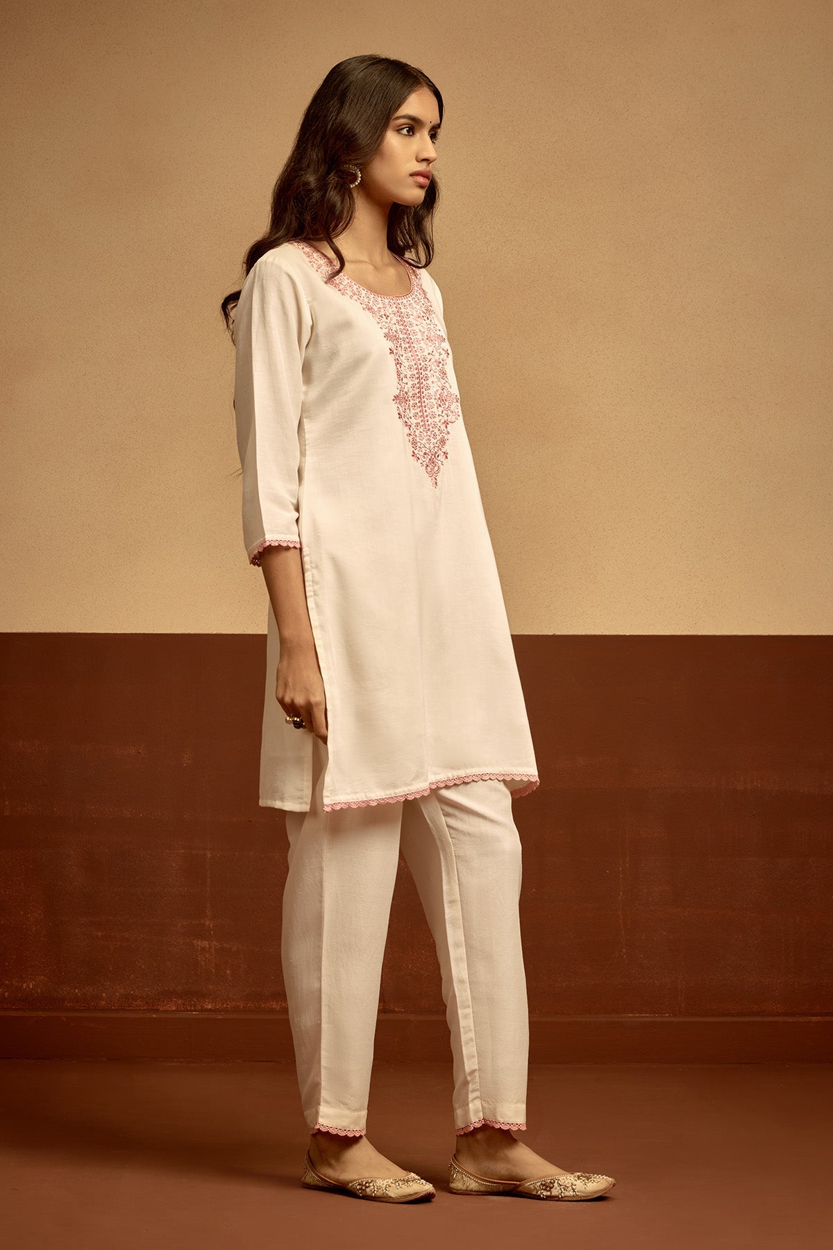 Cream Straight Kurta Set