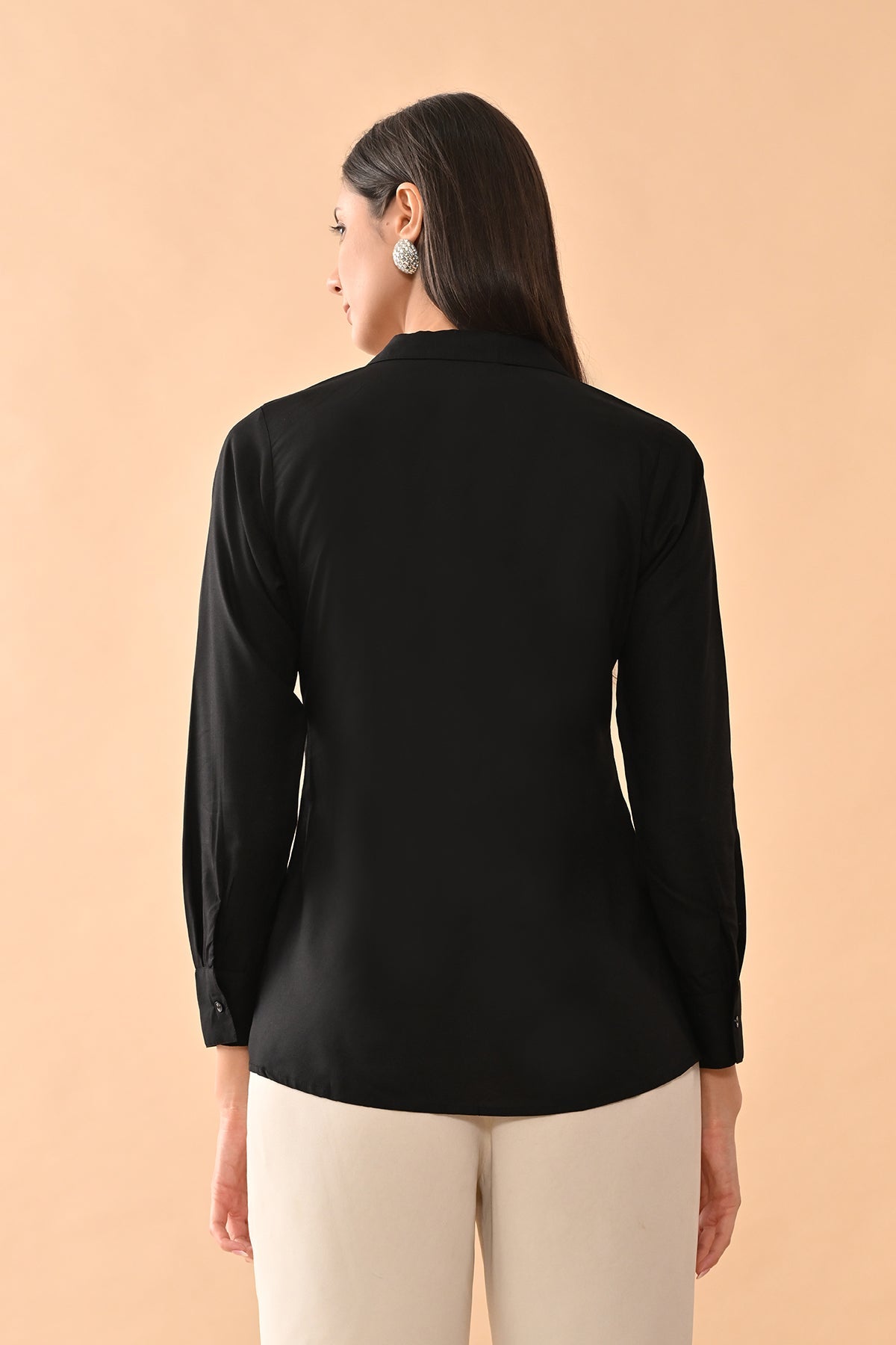 Black Solid Straight Top