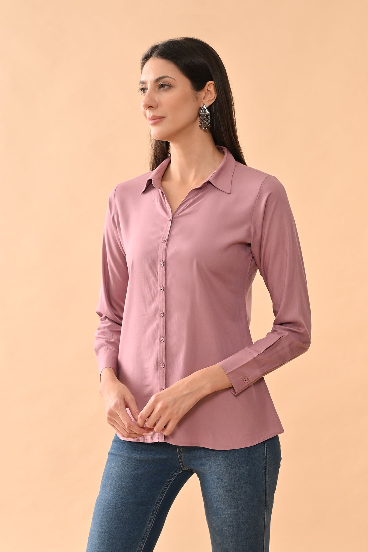 Mauve Solid Straight Top