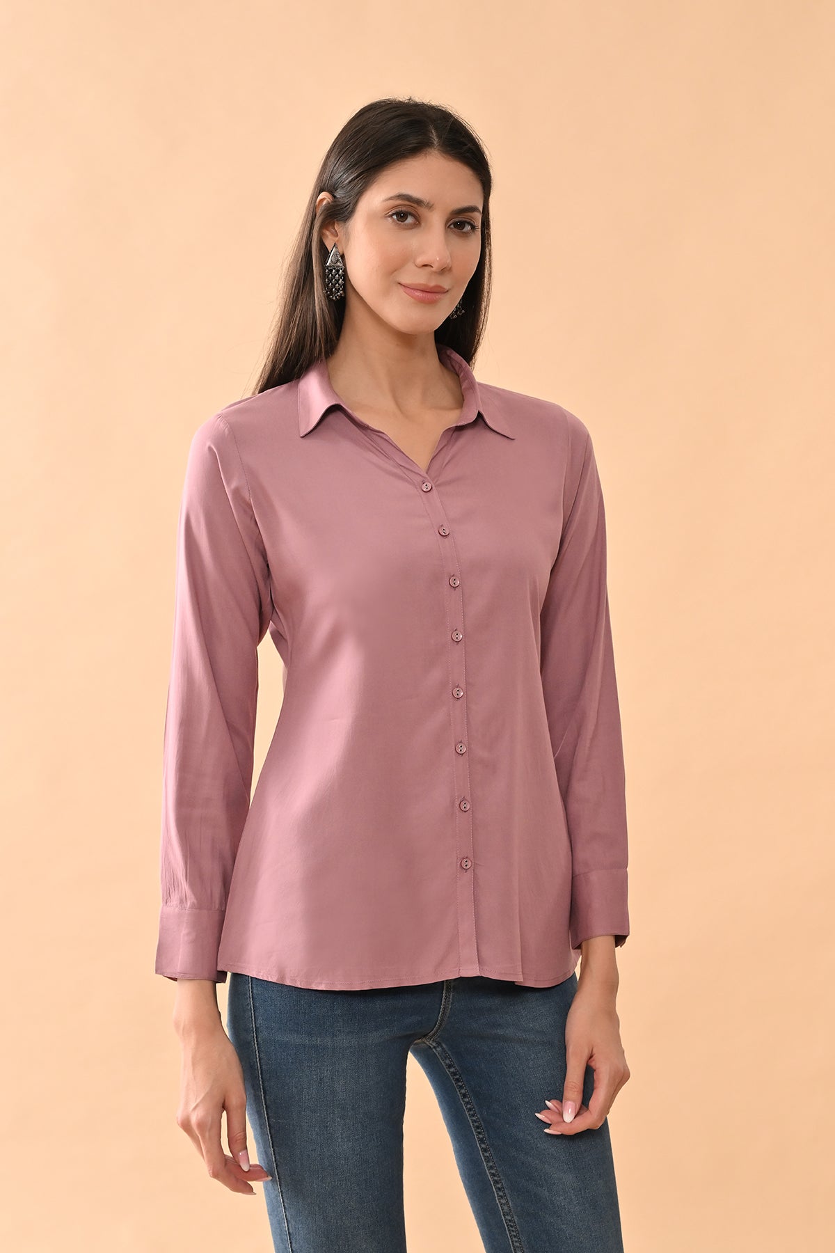 Mauve Solid Straight Top