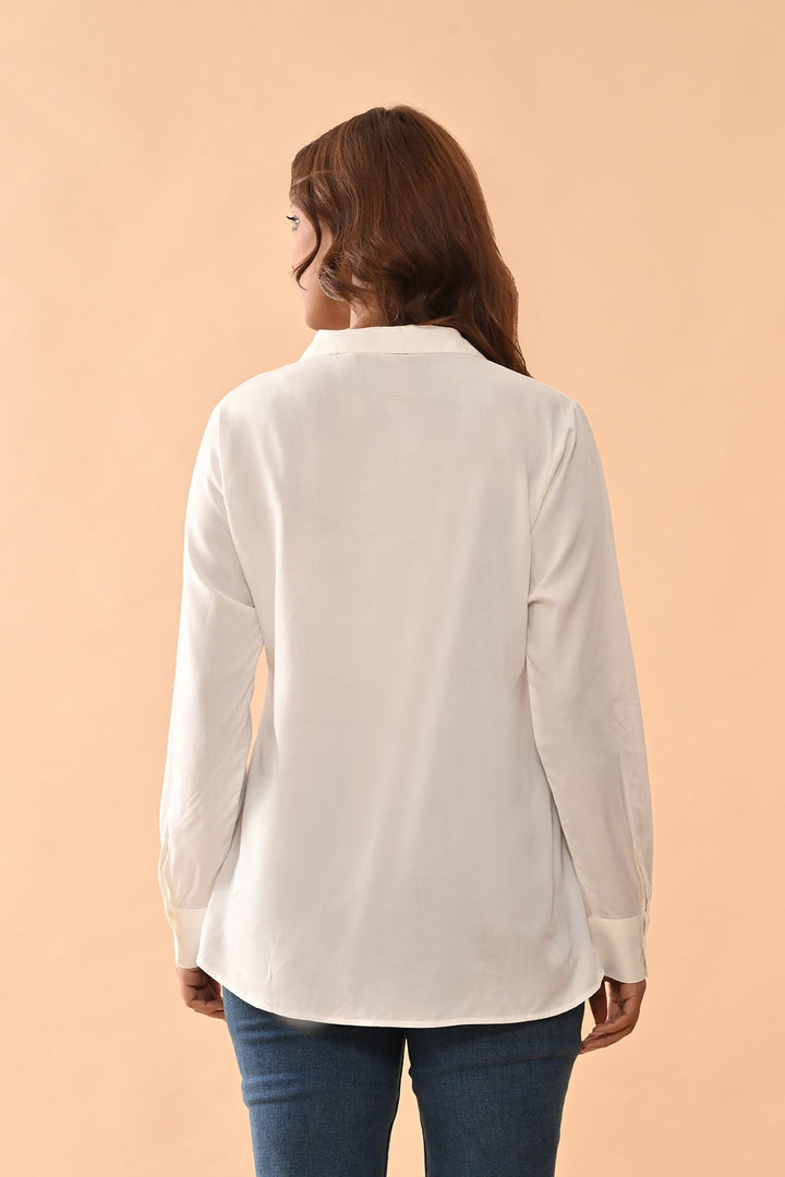 Cream Solid Straight Top