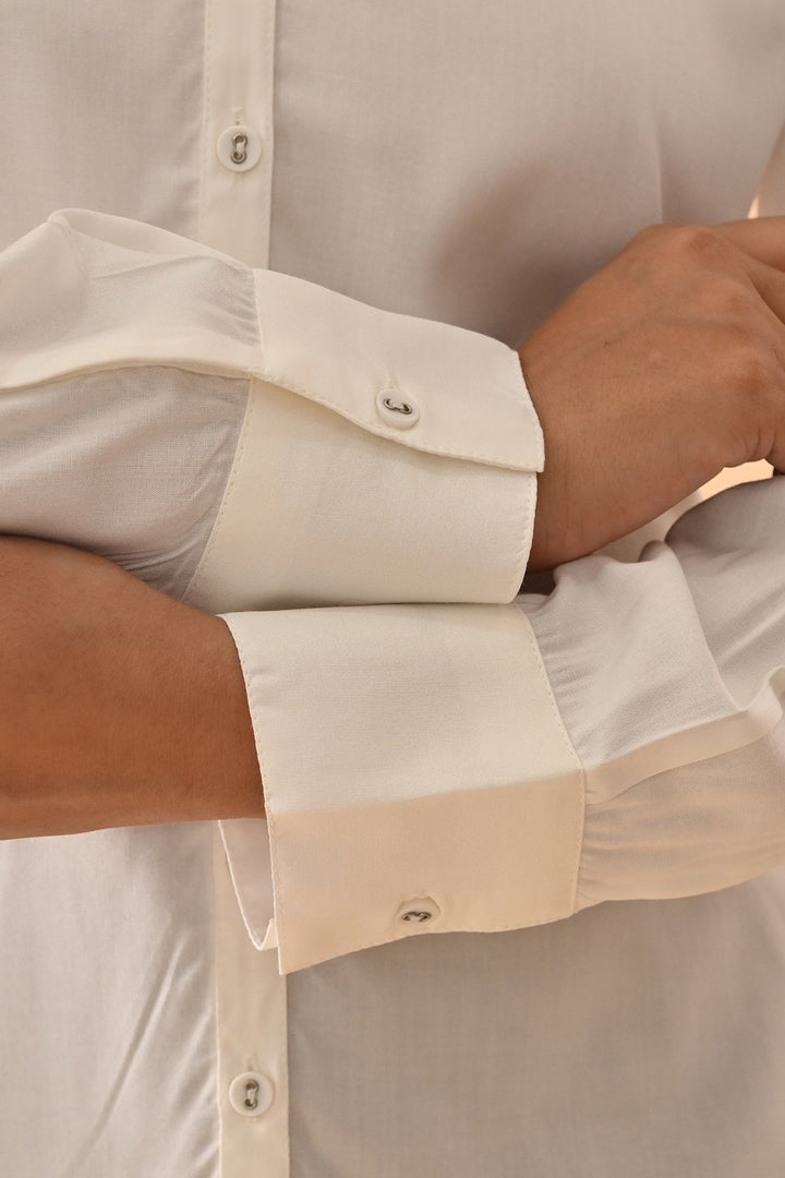 Cream Solid Straight Top