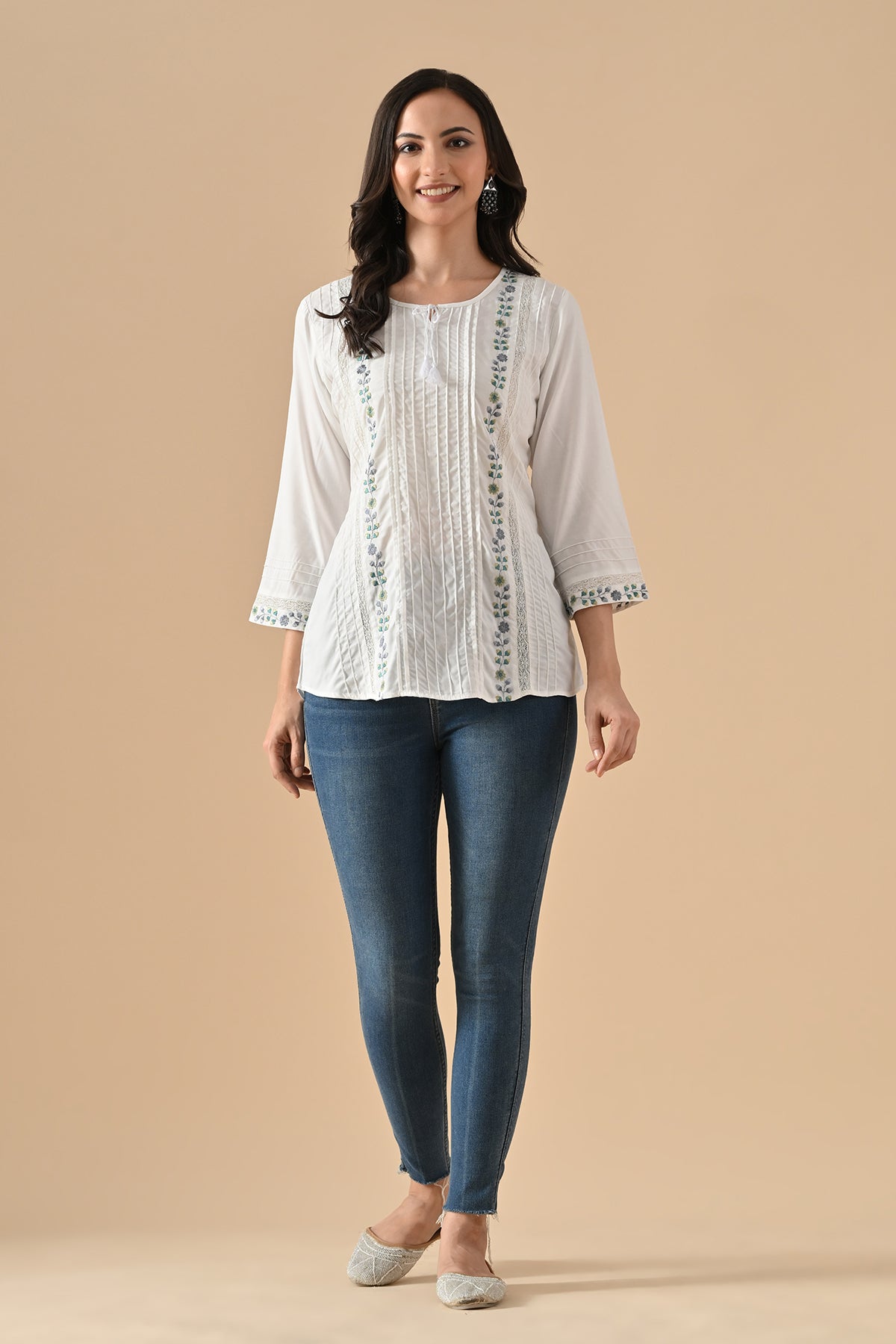 White Embroidered Top