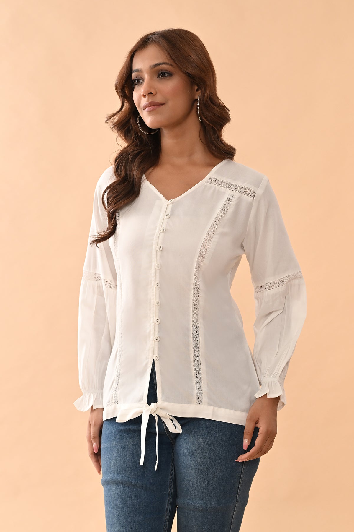 White Solid Straight Top