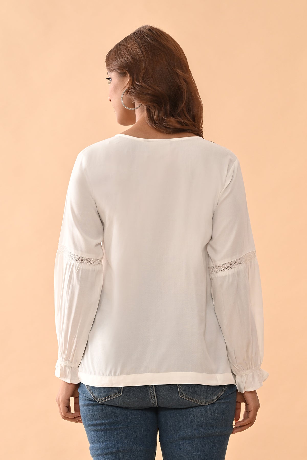 White Solid Straight Top
