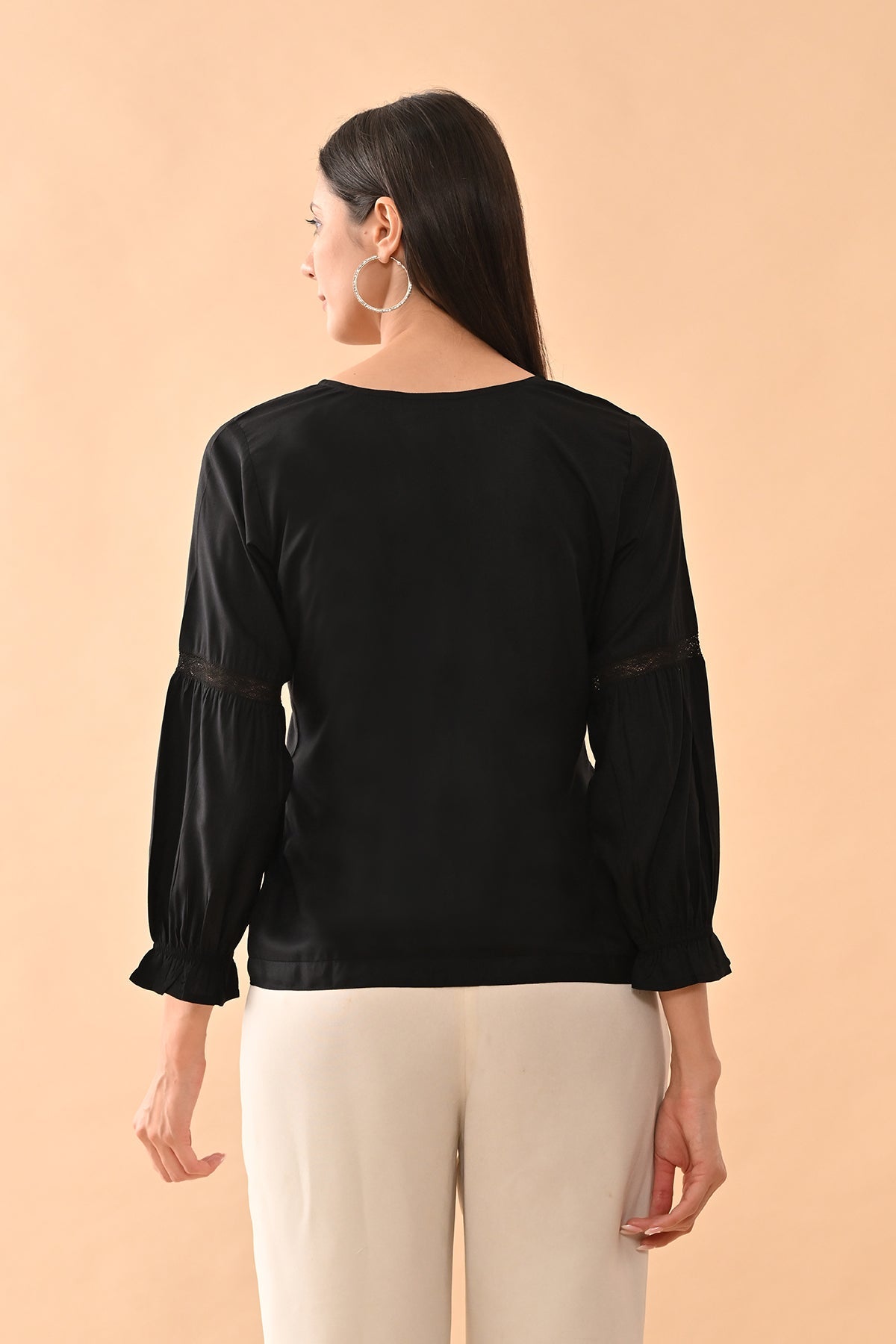 Black Solid Straight Top