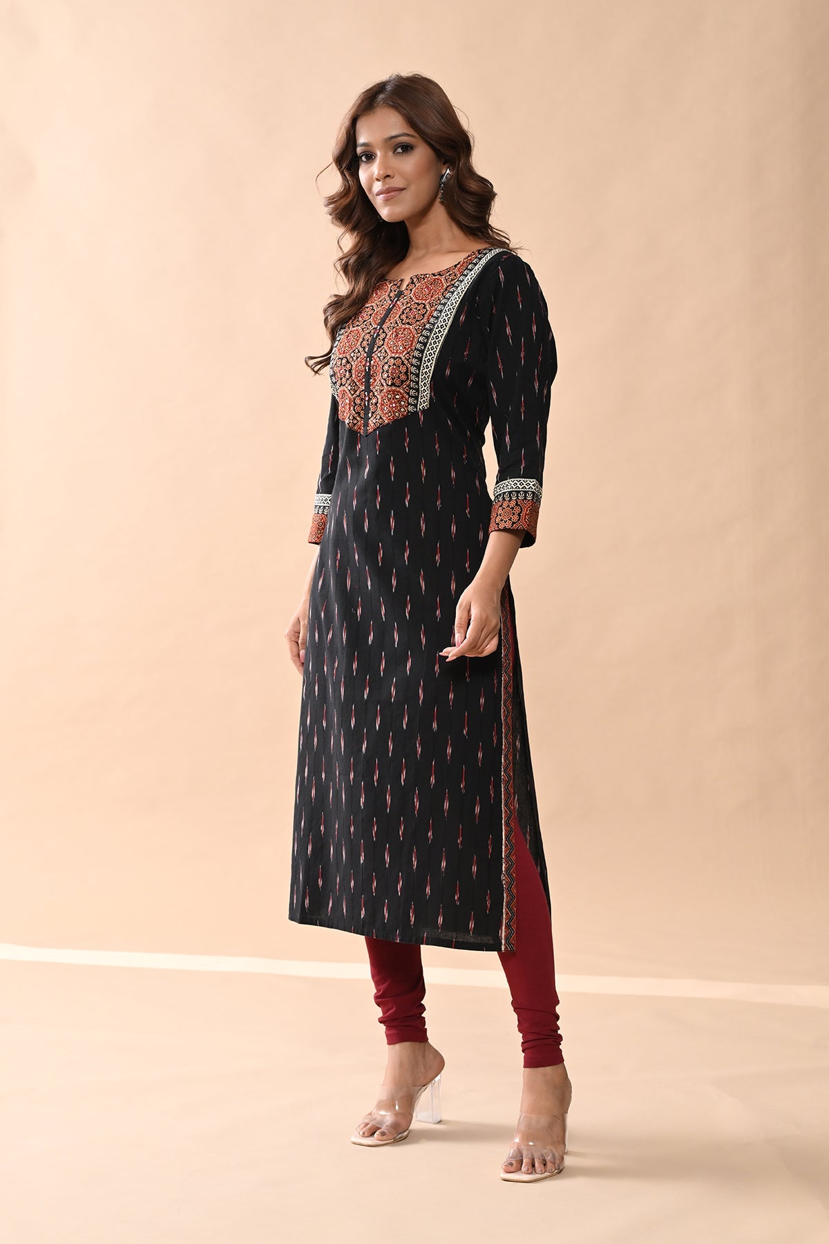 Black Printed Straight Kurta