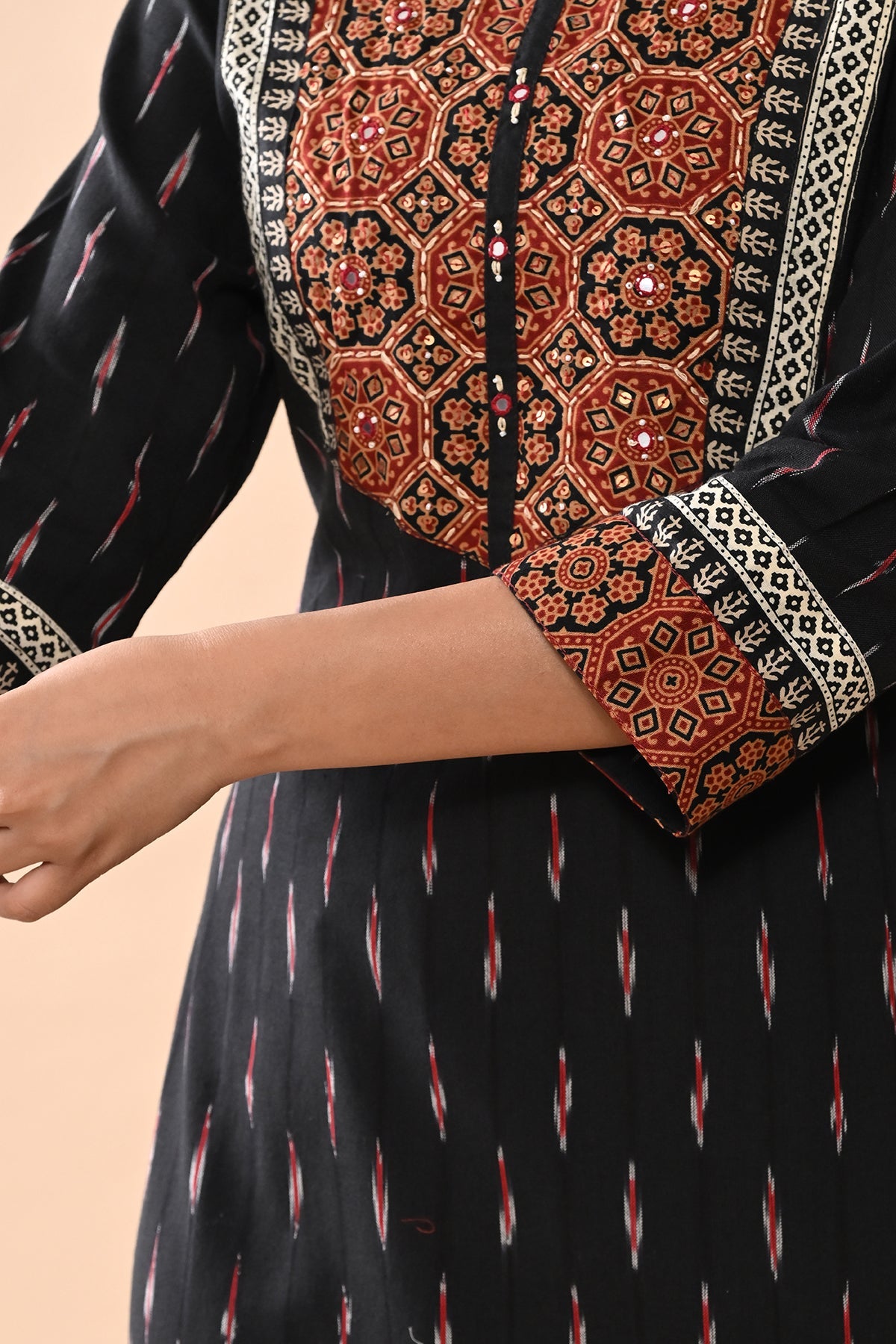 Black Printed Straight Kurta