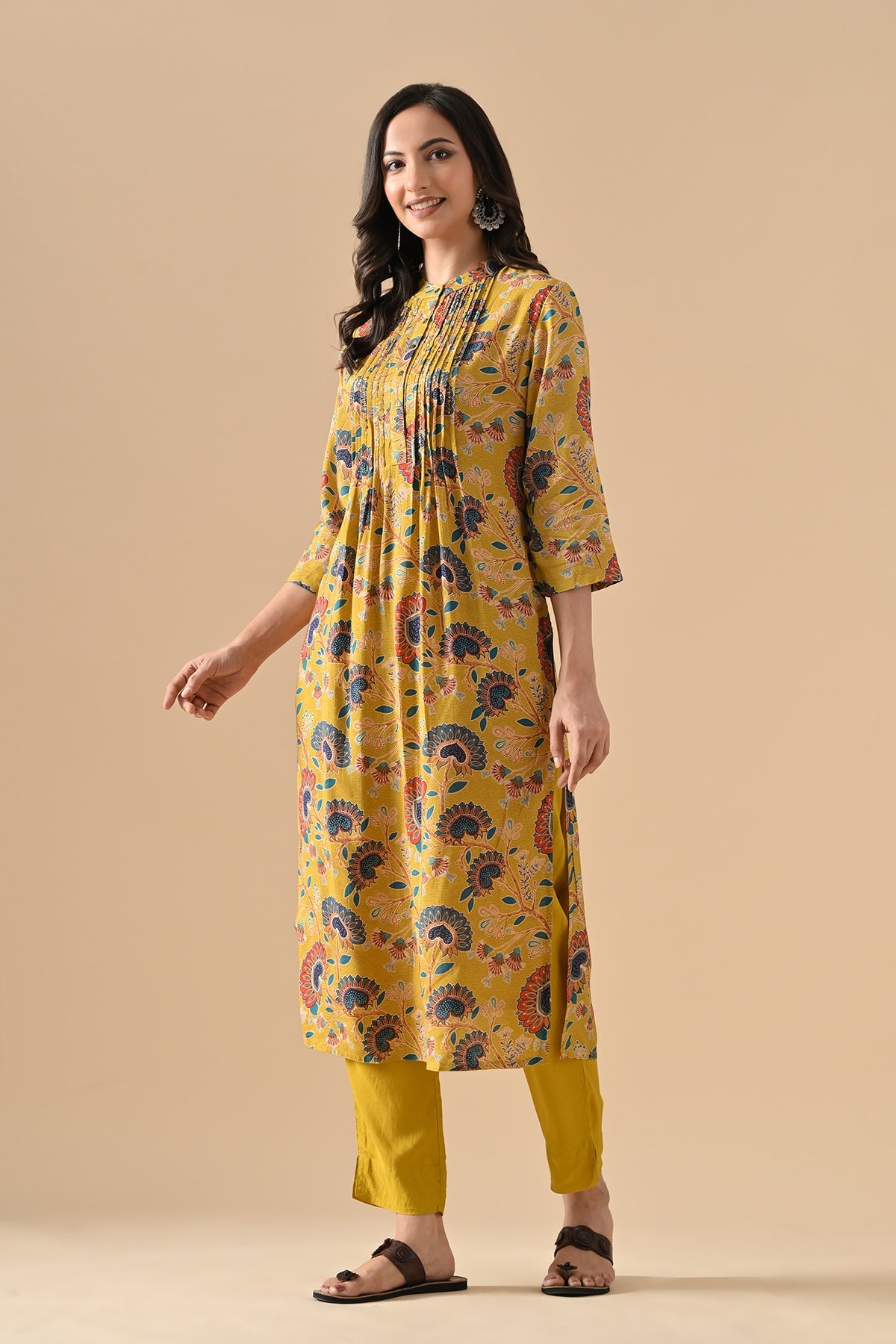 Mustard Printed Kurta Set
