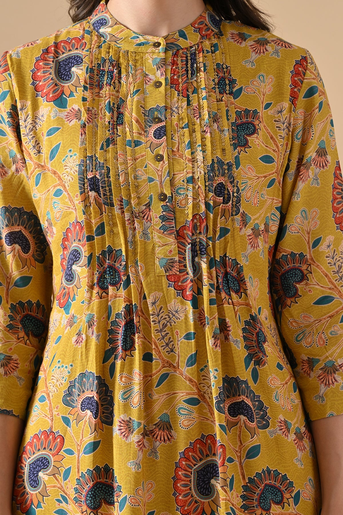 Mustard Printed Kurta Set