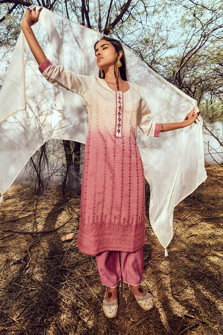 Cream Straight Kurta Set