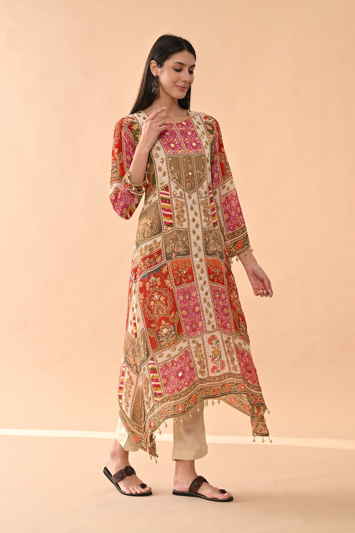 Multi Embellished Kurta Set (3 Piece)