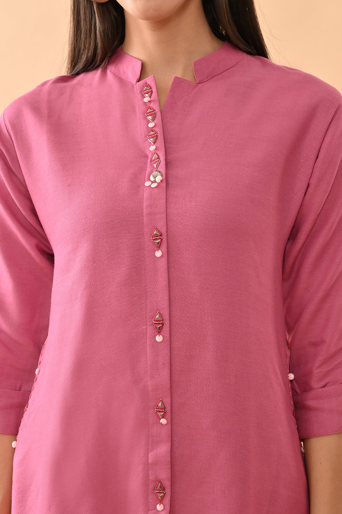 Pink Solid A-line Kurta Set