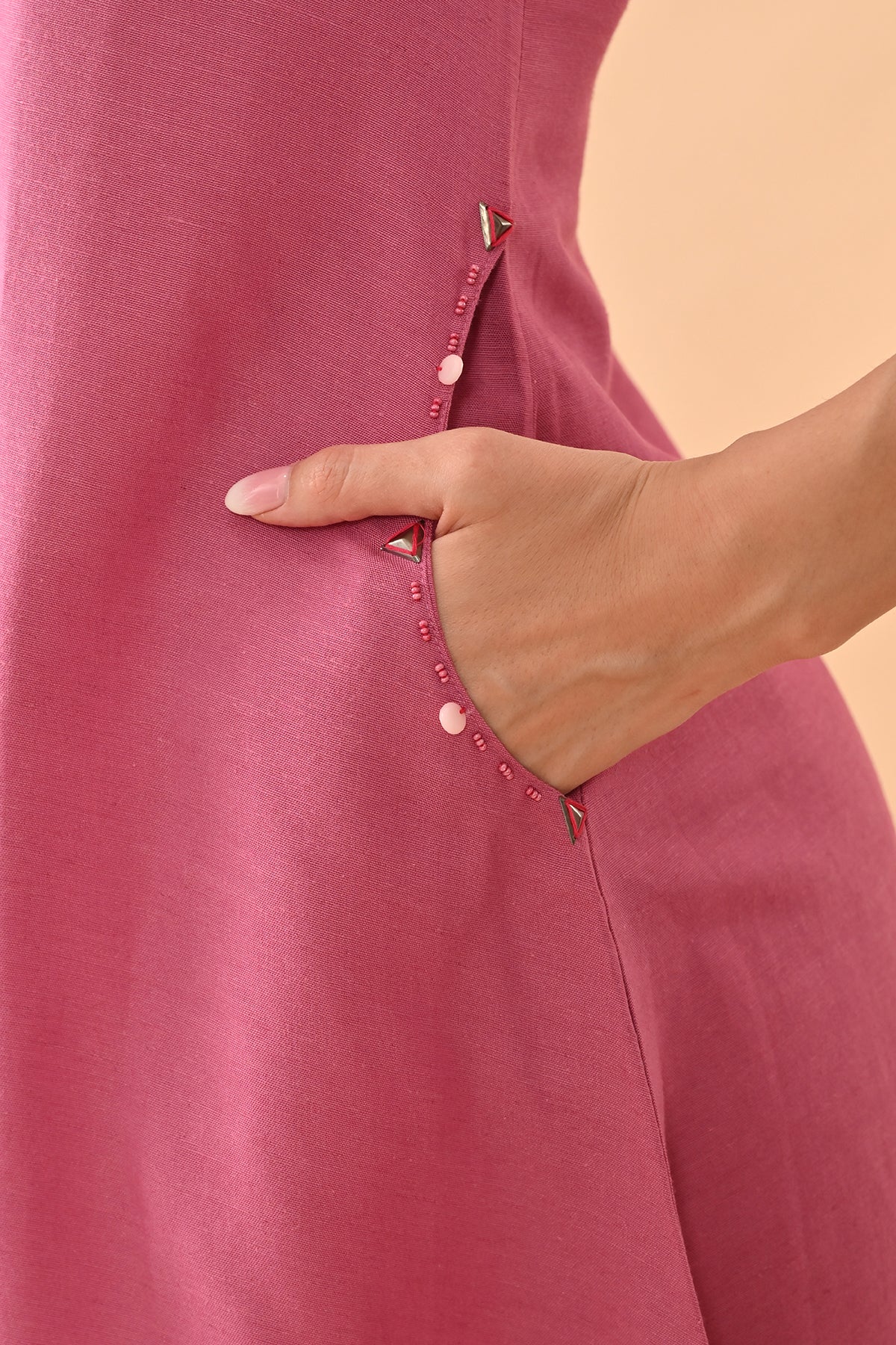 Pink Solid A-line Kurta Set