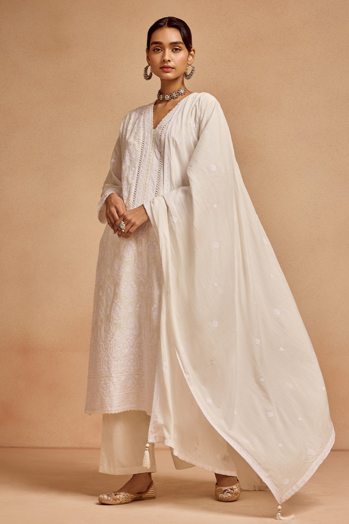 White Embroidered Kurta Set